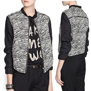 MANGO Zebra Print Bomber Jacket